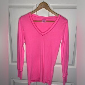PINK by Victoria’s Secret Hot Pink Thermal Long Sleeve Tee Shirt - Size Small